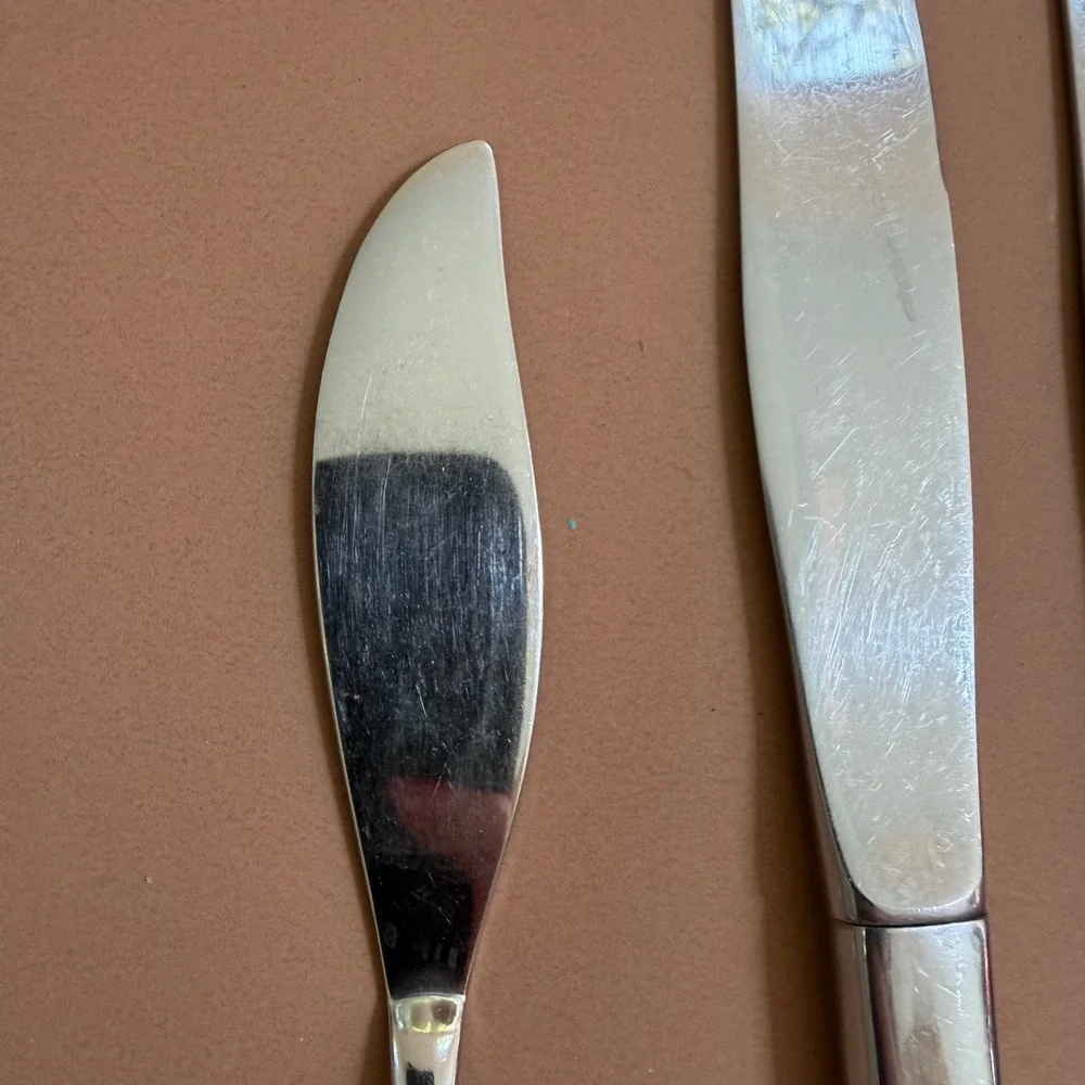 West Bend Twilight Rose Stainless Flatware 10 Dinner Knives Master Butter Knife